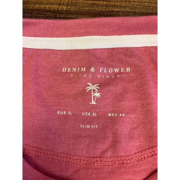 DENIM & FLOWERS Men's Slim Fit Flamingo Tee Shirt / Size: XL - Picture 3 of 7